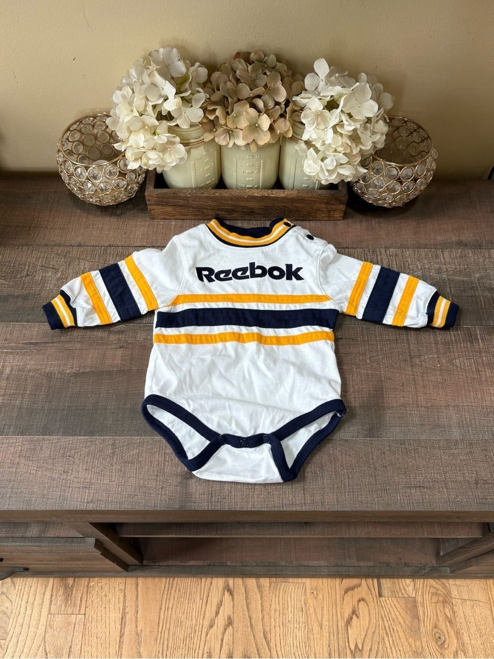 Vintage Baby Reebok Onesie 6-9 months Navy